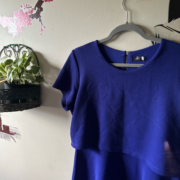 Blue Layered Mini Dress - Picture 4 of 6